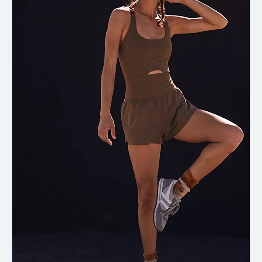 FP Movement by Free People Olive-Brown Athletic Romper
